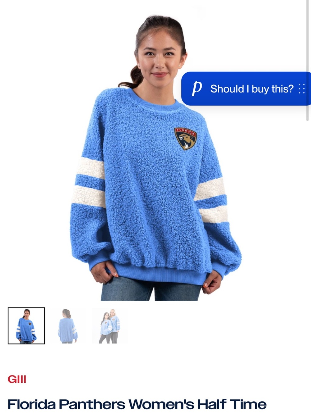 Florida Fleece Crewneck Sweater - Light Blue & white